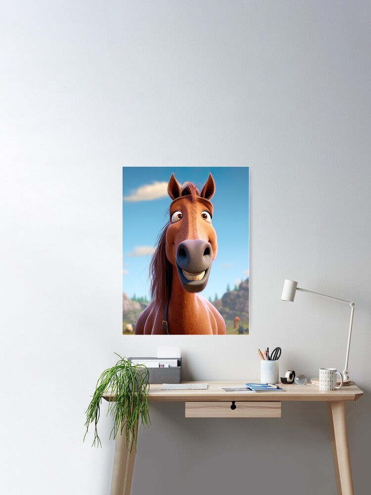 Galloping Glee - Charming Cartoon Horse Illustration Poster for Sale by  DoPrint