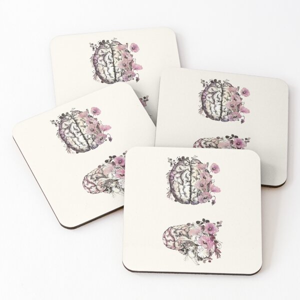 Item preview, Brain with purple flowers, grunge effect, plant lovers, front and side brain, watercolor designed and sold by Collagedream.