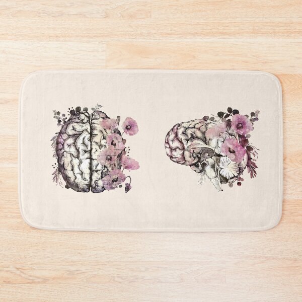 Item preview, Brain with purple flowers, grunge effect, plant lovers, front and side brain, watercolor designed and sold by Collagedream.