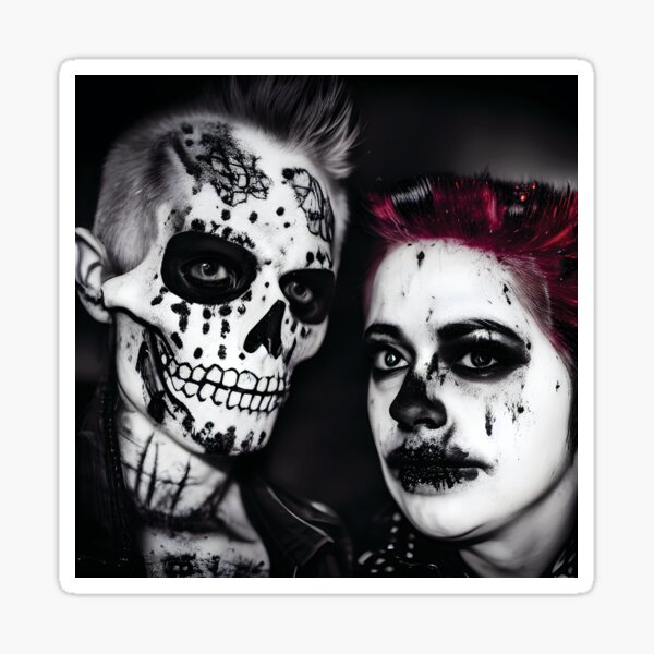 Eternal Unity: A Gothic Skeleton Wedding Sticker