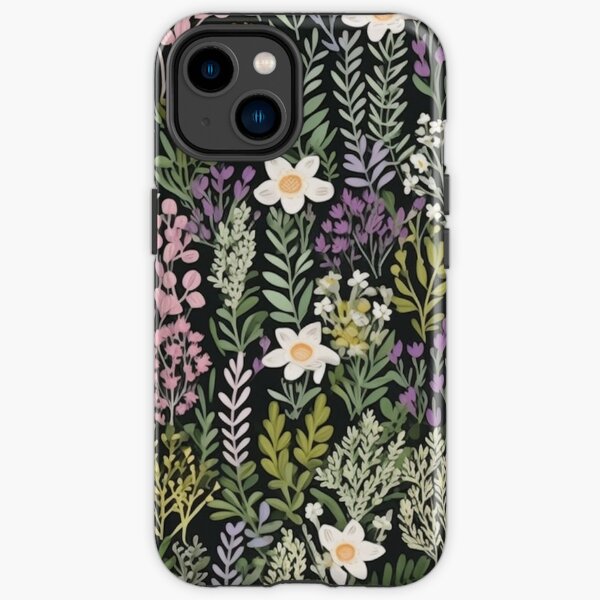 Field of herbs and flowers on a dark background iPhone Tough Case