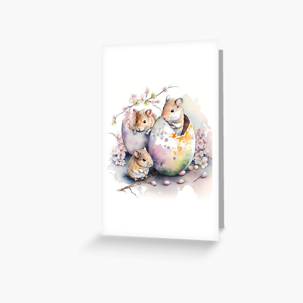 Animals celebrate Easter - Mice Greeting Card