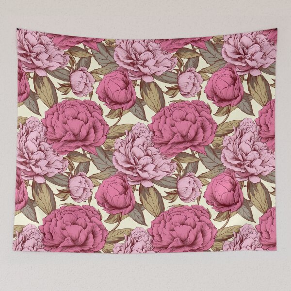 Item preview, Pink peonies pattern on a light background  designed and sold by ttecja.