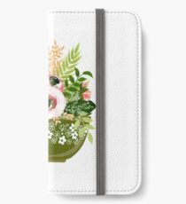 Grünes Pyrex mit Blumen iPhone Flip-Case/Hülle/Klebefolie