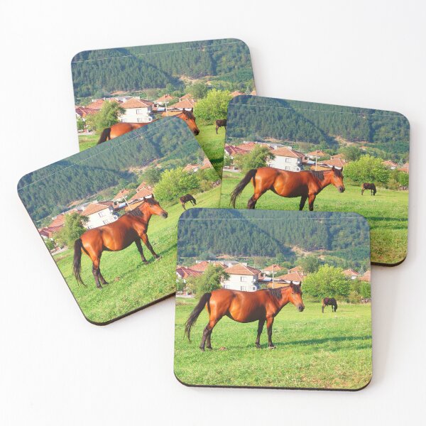 Item preview,  Horse grazing, Mountain landscape, Village scenery, Scenic beauty. designed and sold by inspiration3.