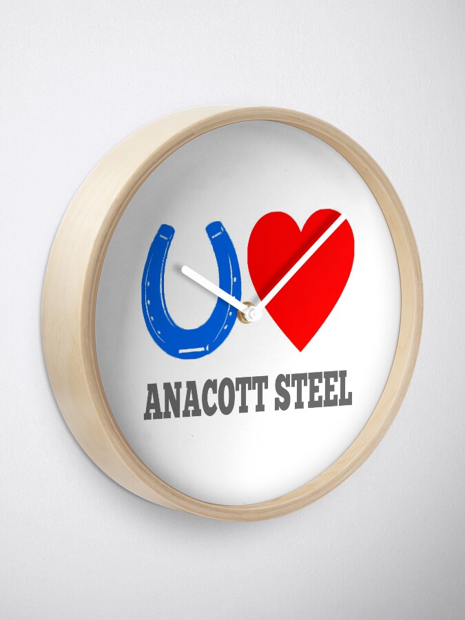 "Blue Horseshoe Loves Anacott Steel Wall Street Movie Quote" Clock by