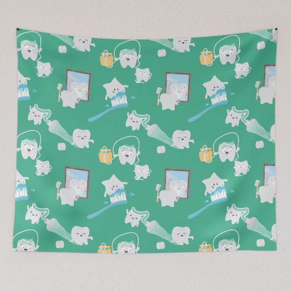 Item preview, Cute Kawaii Teeth Dental Pattern designed and sold by SamAnnDesigns.