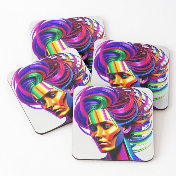 Item preview, Woman's head with colorful stylish hairstyle designed and sold by AICreatorin.