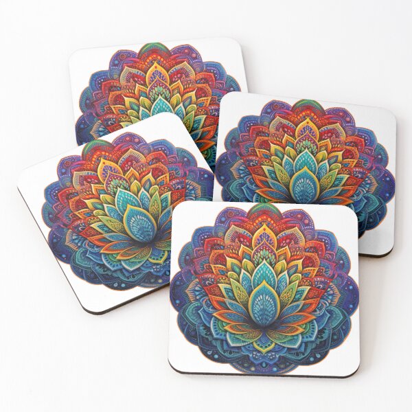 Item preview, Colorful Mandala of  dots and lotus petals  in colors of the rainbow designed and sold by Dreamoire Pix.