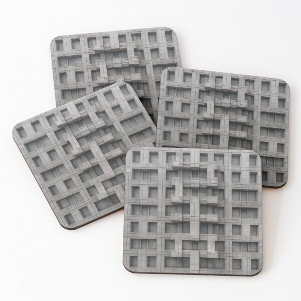 Item preview,  2D facade of grey Brutalist Architecture building designed and sold by afikreative.