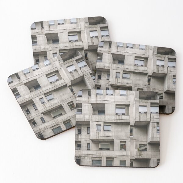 Item preview, 2D facade of grey Brutalist Architecture building designed and sold by afikreative.