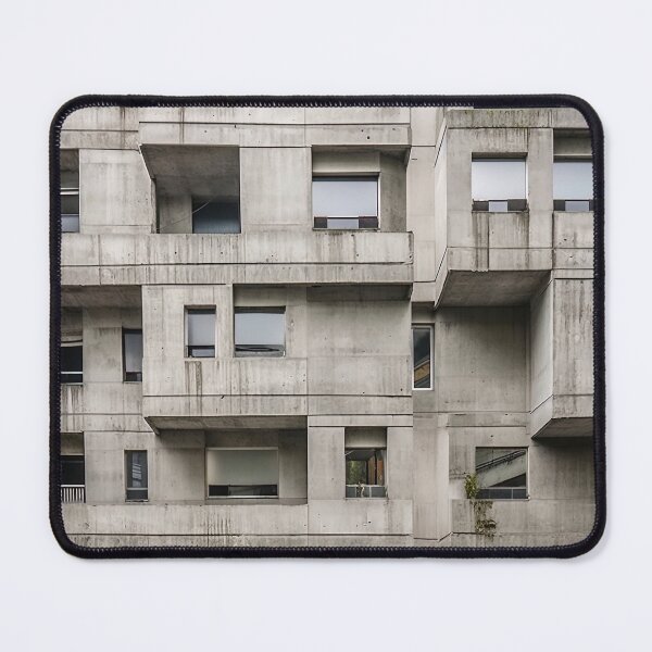 Item preview, 2D facade of grey Brutalist Architecture building designed and sold by afikreative.