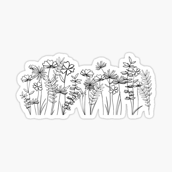 Wildflowers Line Art Sticker