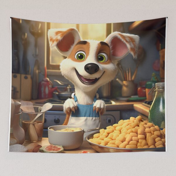 Item preview, Canine Chef - Charming Cartoon Dog Cooking Food Illustration designed and sold by DoPrint.