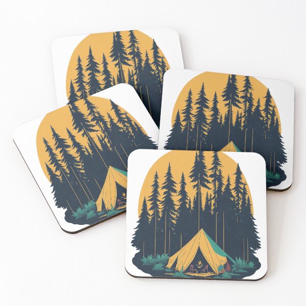 Item preview, Camping at sunset in forest designed and sold by digitalhubdepot.