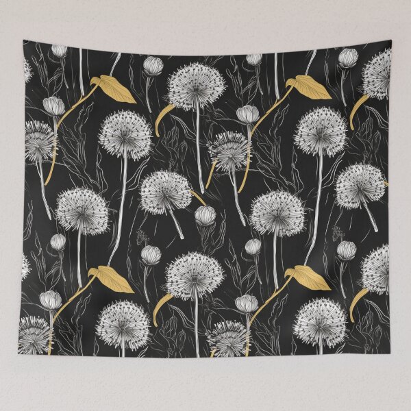 Item preview, Dandelions on a black background - pattern designed and sold by ttecja.