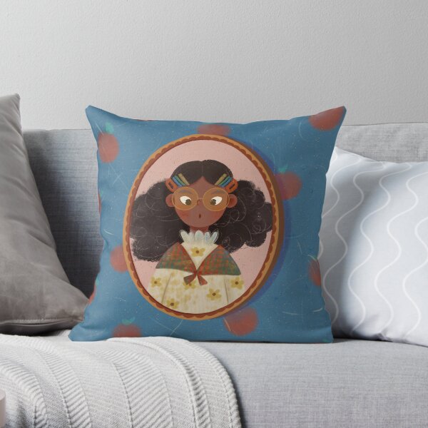 Vintage Fruit Dream Daisy White Shirt Girl Throw Pillow