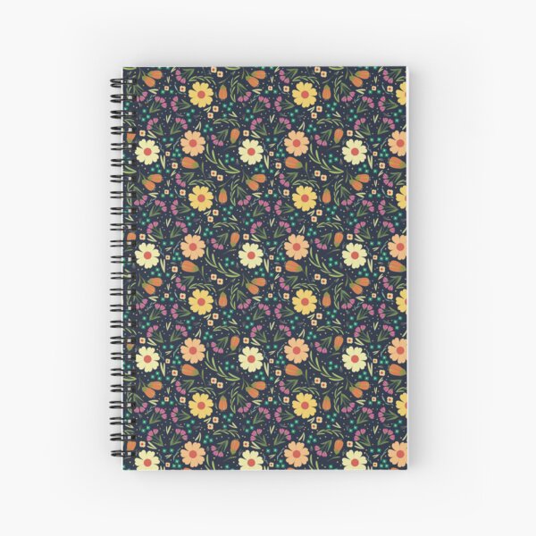 Navy floral Spiral Notebook
