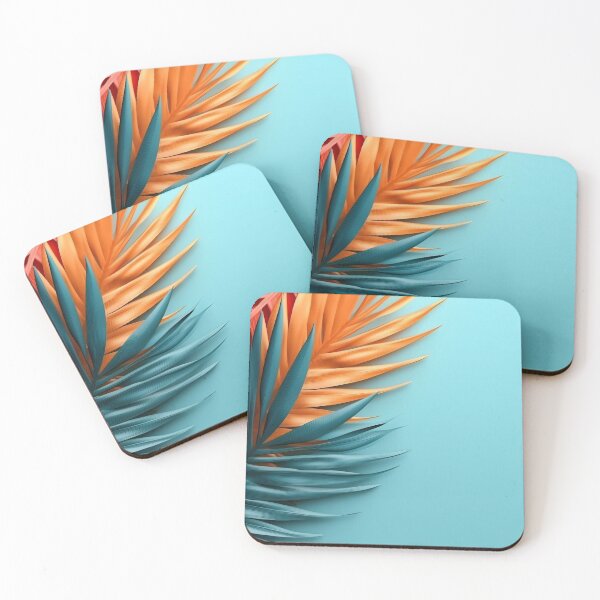 Item preview, Tropical multicolored palm leaves on blue background. Flat lay, top view designed and sold by anytka.