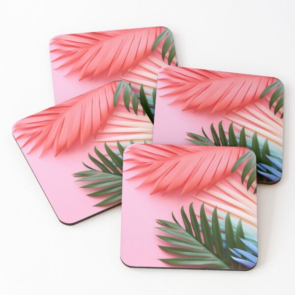 Item preview, Tropical multicolored palm leaves on pink background. Flat lay, top view. designed and sold by anytka.