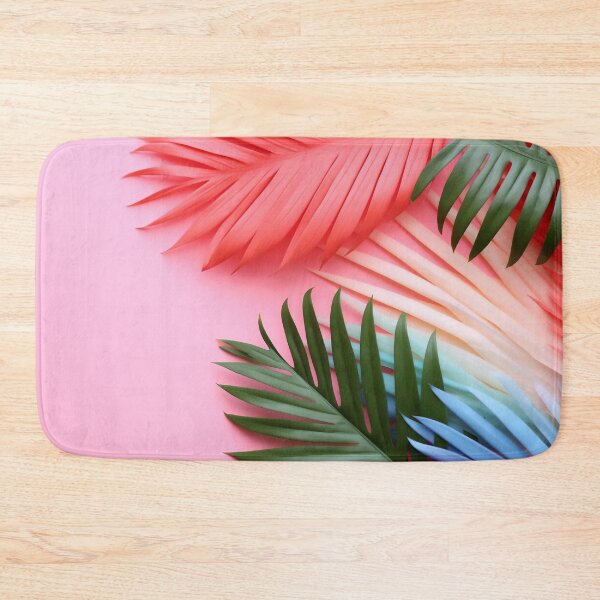 Item preview, Tropical multicolored palm leaves on pink background. Flat lay, top view. designed and sold by anytka.
