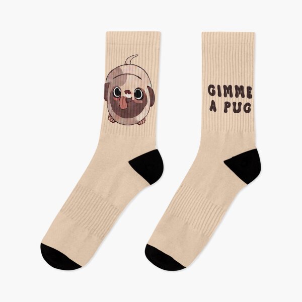 Item preview, Gimme a Pug! - A painted design of a cute, happy little pug dog with funny pun text. designed and sold by ArtfulOctopus.