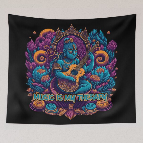 Item preview, Music is my therapy Buddha designed and sold by ZenStickConcept.