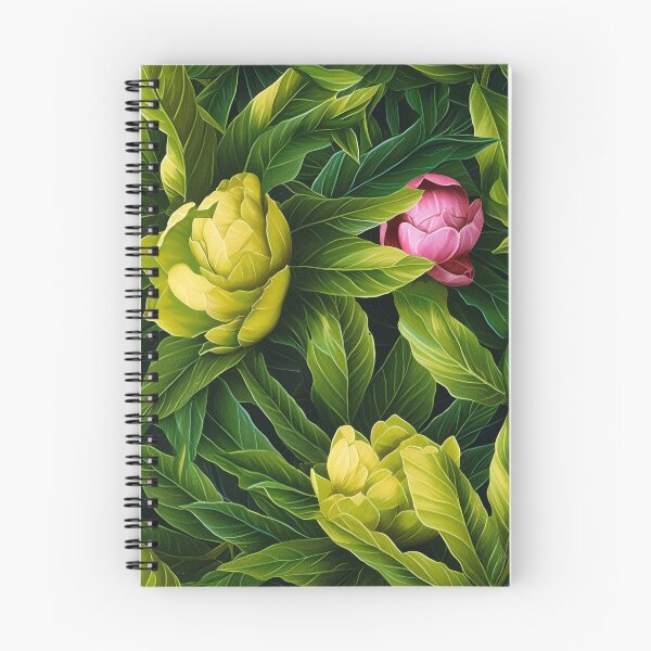 Item preview, Seamless pattern of colorful \ green leaves and bright peonies designed and sold by SeamlessGuru.