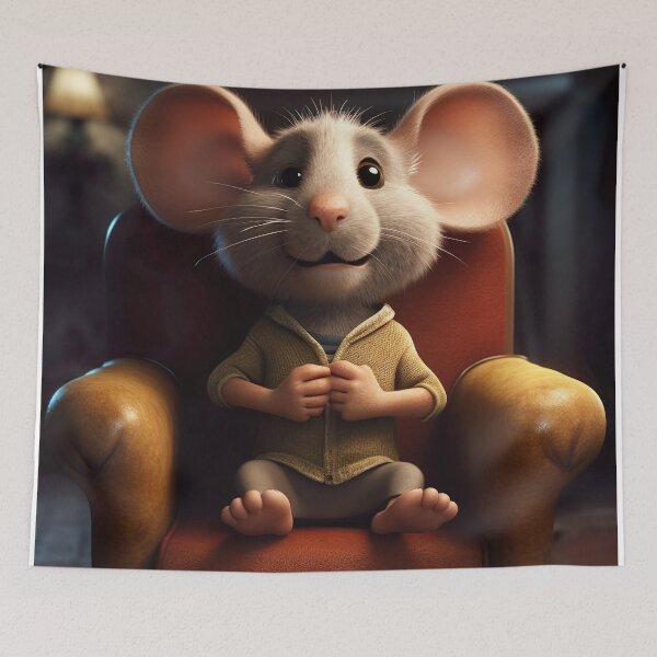 Item preview, Restful Whiskers - Adorable Cartoon Mouse on Chair Illustration designed and sold by DoPrint.