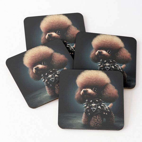 Item preview, Dark Punk Poodle with studded collar - Funny Dog Art designed and sold by Woof-n-Wear.