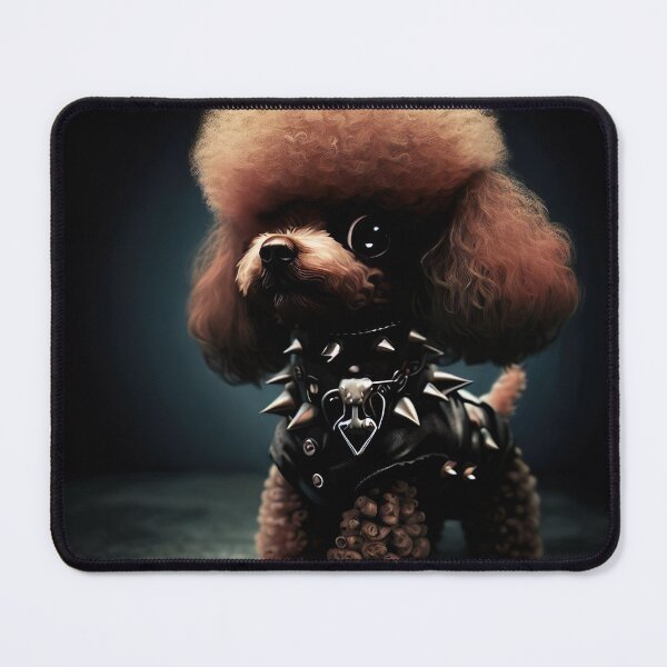 Item preview, Dark Punk Poodle with studded collar - Funny Dog Art designed and sold by Woof-n-Wear.
