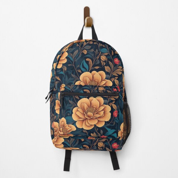 Item preview, Seamless Patterns of yellow and red flowers with dark background designed and sold by Inked-Attire.