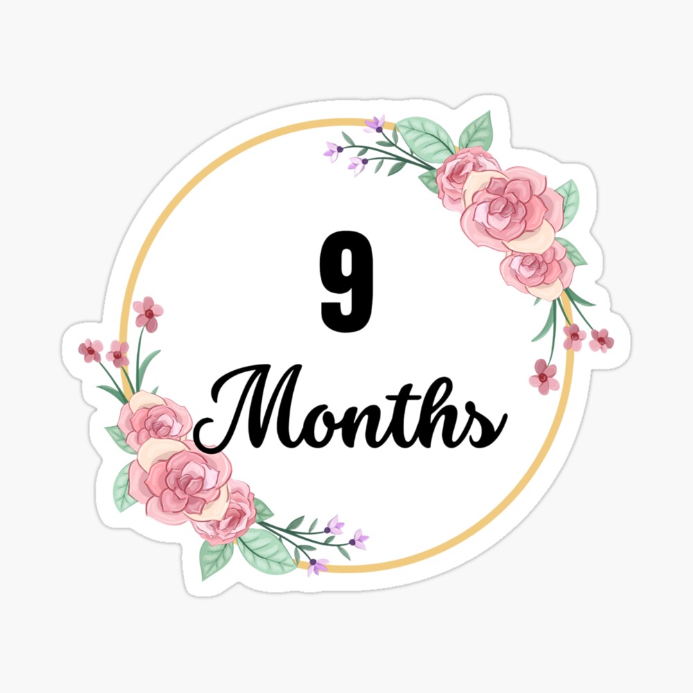 9 Months Milestone Baby Girl Pink Floral Script