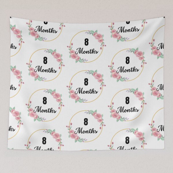 Item preview, 8 Months Milestone Baby Girl Pink Floral Script designed and sold by Sunshine-Dreams.