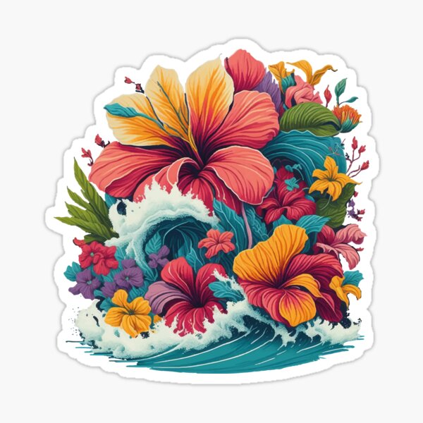 Summer Patterns with Flamingos and Pineapples Pegatina