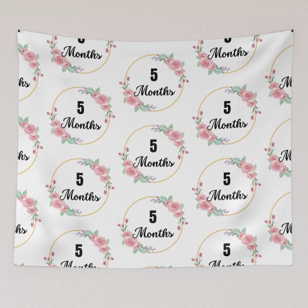 Item preview, 5 Months Milestone Baby Girl Pink Floral Script designed and sold by Sunshine-Dreams.