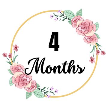 Artwork thumbnail, 4 Months Milestone Baby Girl Pink Floral Script by Sunshine-Dreams