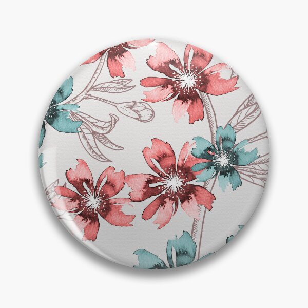 Item preview, Romantic watercolor floral pattern, pink, green designed and sold by Katj-A-Studio.