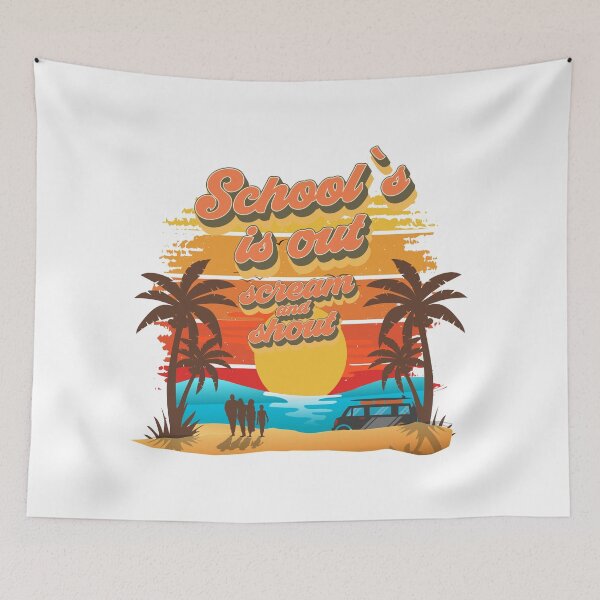 Item preview, School is out scream and shout Retro quote groovy teacher vacation designed and sold by HomeCoquette.