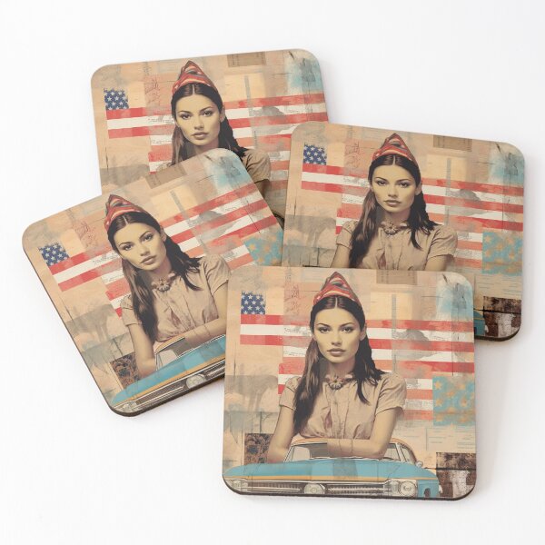 Item preview,  America Beauty Retro Vintage Patchwork Collage Pattern of Americana designed and sold by BrandonArtWorld.