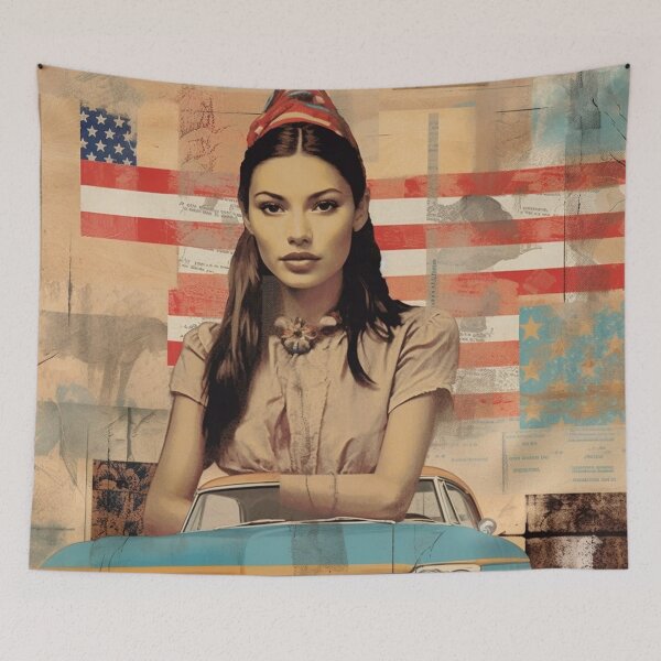 Item preview,  America Beauty Retro Vintage Patchwork Collage Pattern of Americana designed and sold by BrandonArtWorld.