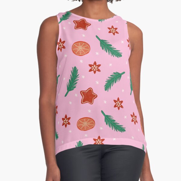 christmas pattern pink Sleeveless Top