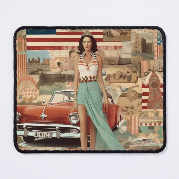 Item preview, America Beauty Retro Vintage Patchwork Collage Pattern of Americana designed and sold by BrandonArtWorld.