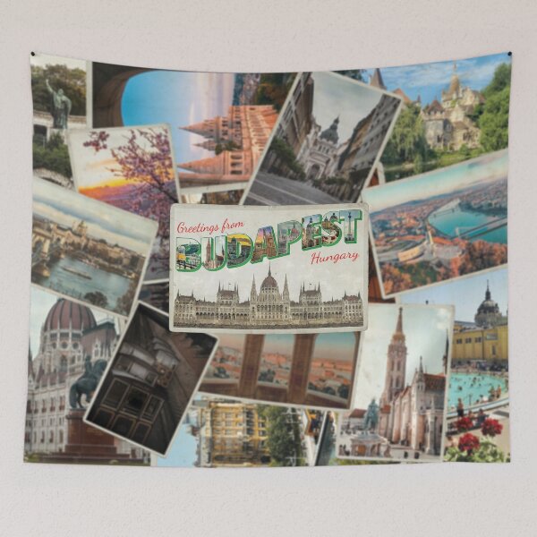 Item preview, Greetings from Budapest in Hungary vintage style retro souvenir designed and sold by DeveloperProp0.