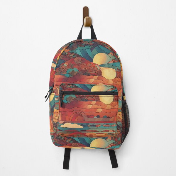 Aperçu de l'œuvre Motif de carreaux de mosaïque sans couture avec des montagnes et un coucher de soleil, que demander de plus Sticker créée et vendue par jonnylee117.