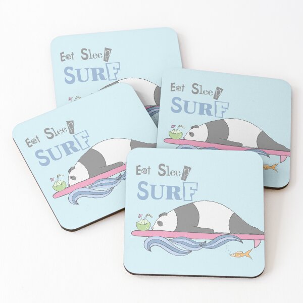 Item preview, Panda floating on a pink surf board designed and sold by shirayu.
