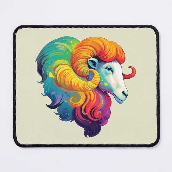Item preview, Rainbow Ram: A Journey into Aries' Multicolored Spirit designed and sold by TrendyArtInk.