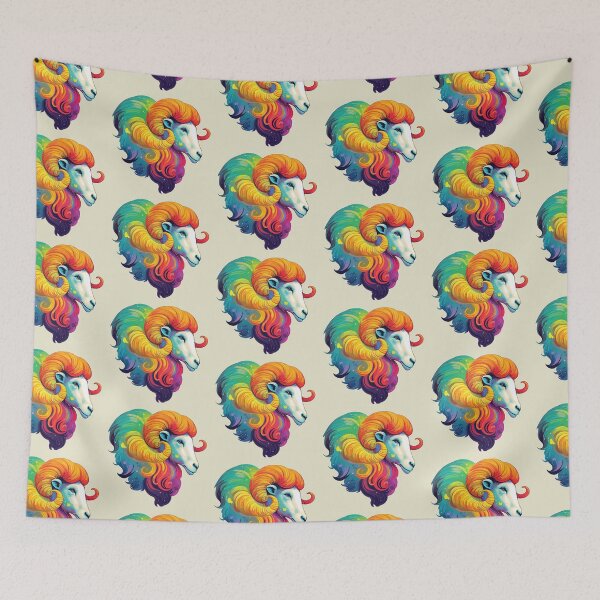 Artikelvorschau, Rainbow Ram: Eine Reise in den bunten Geist des Widders entworfen und verkauft von TrendyArtInk.