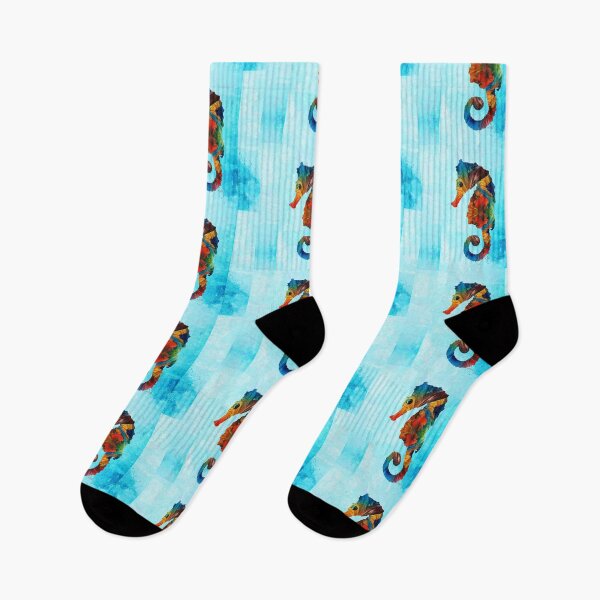 Item preview, Colorido pez caballito de mar en azul Arte de Sharon Cummings designed and sold by Sharon Cummings Art.