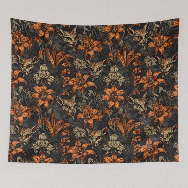 Item preview, Tiger Skulls and Lilies designed and sold by LizardQueenArt.